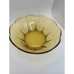 Anchor Hocking Scalloped edge Amber‎ Glass Bowl 8 inch